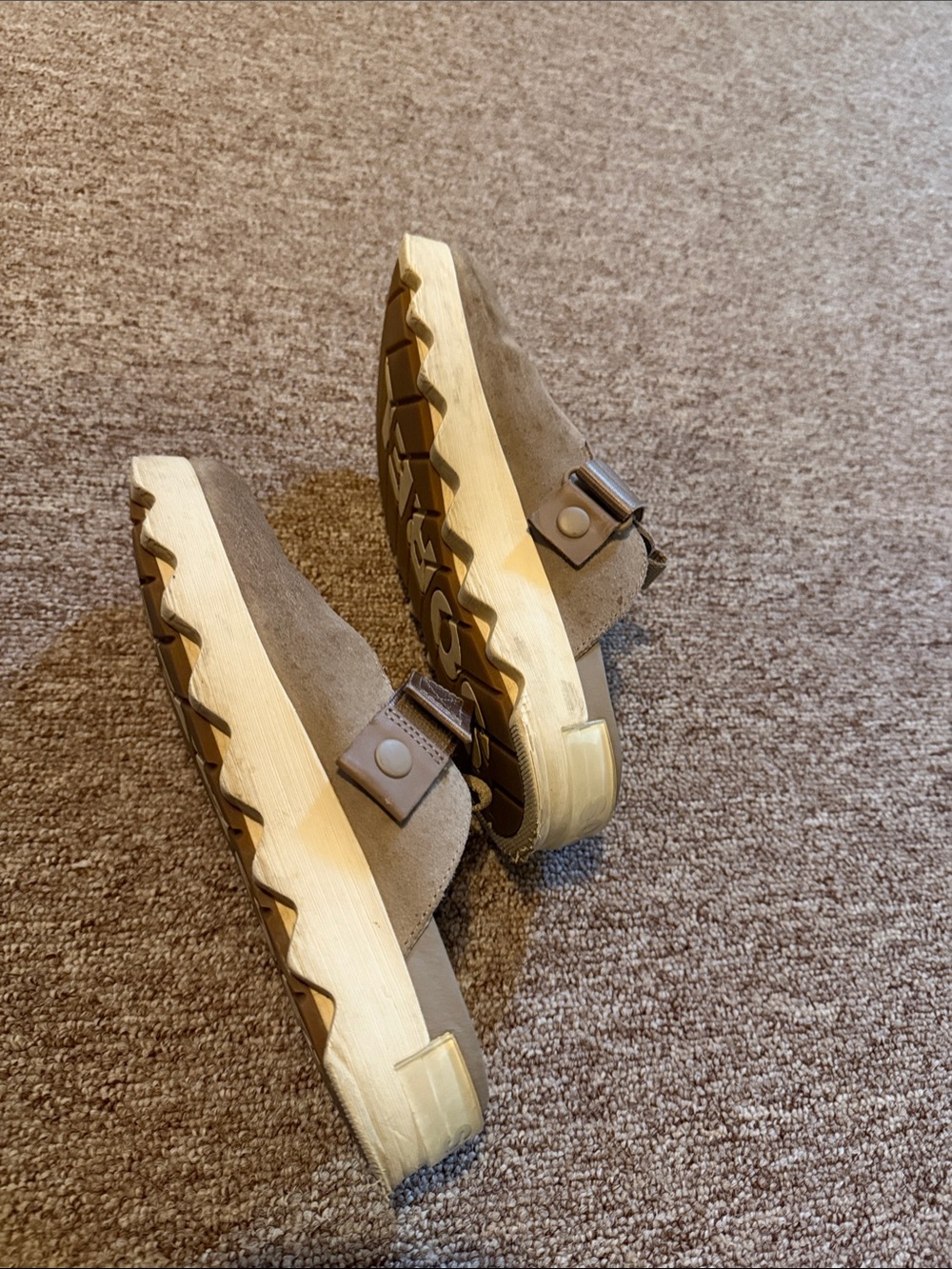 Sorel Tan Suede Slip-On Clog with Adjustable Strap - Picture 2 of 3